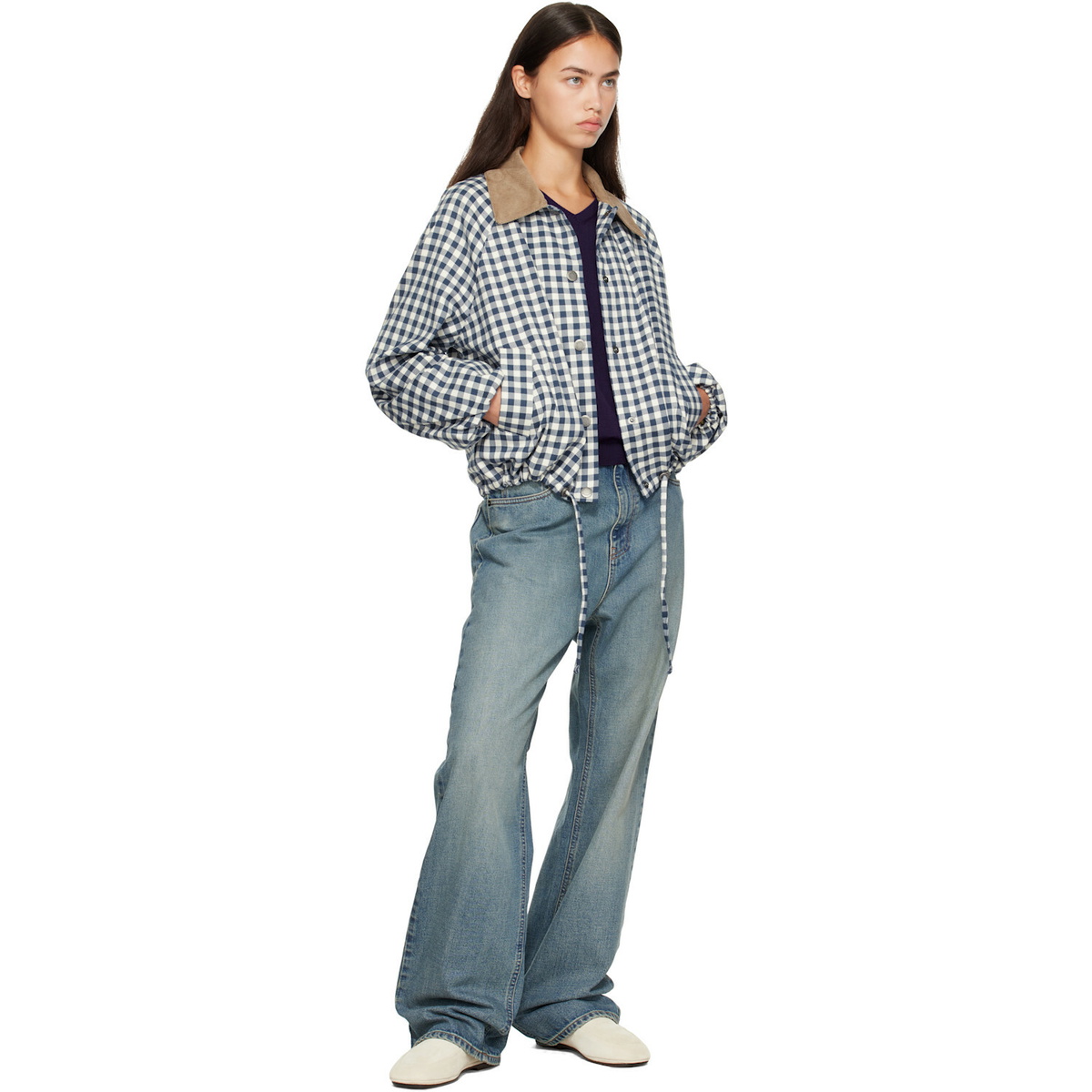 Barbour Blue & White Ovingham Gingham Casual Jacket