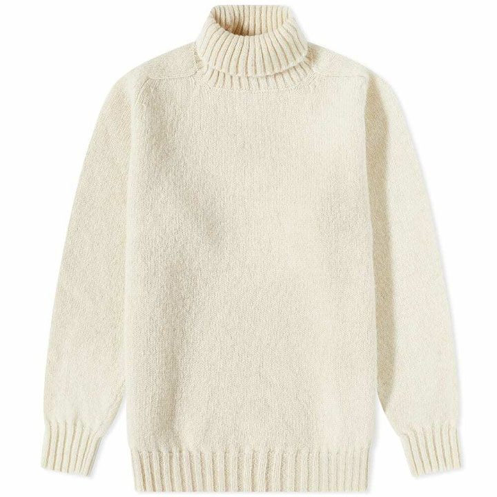 Photo: Jamieson's of Shetland Men's Roll Neck Knit in Natural White