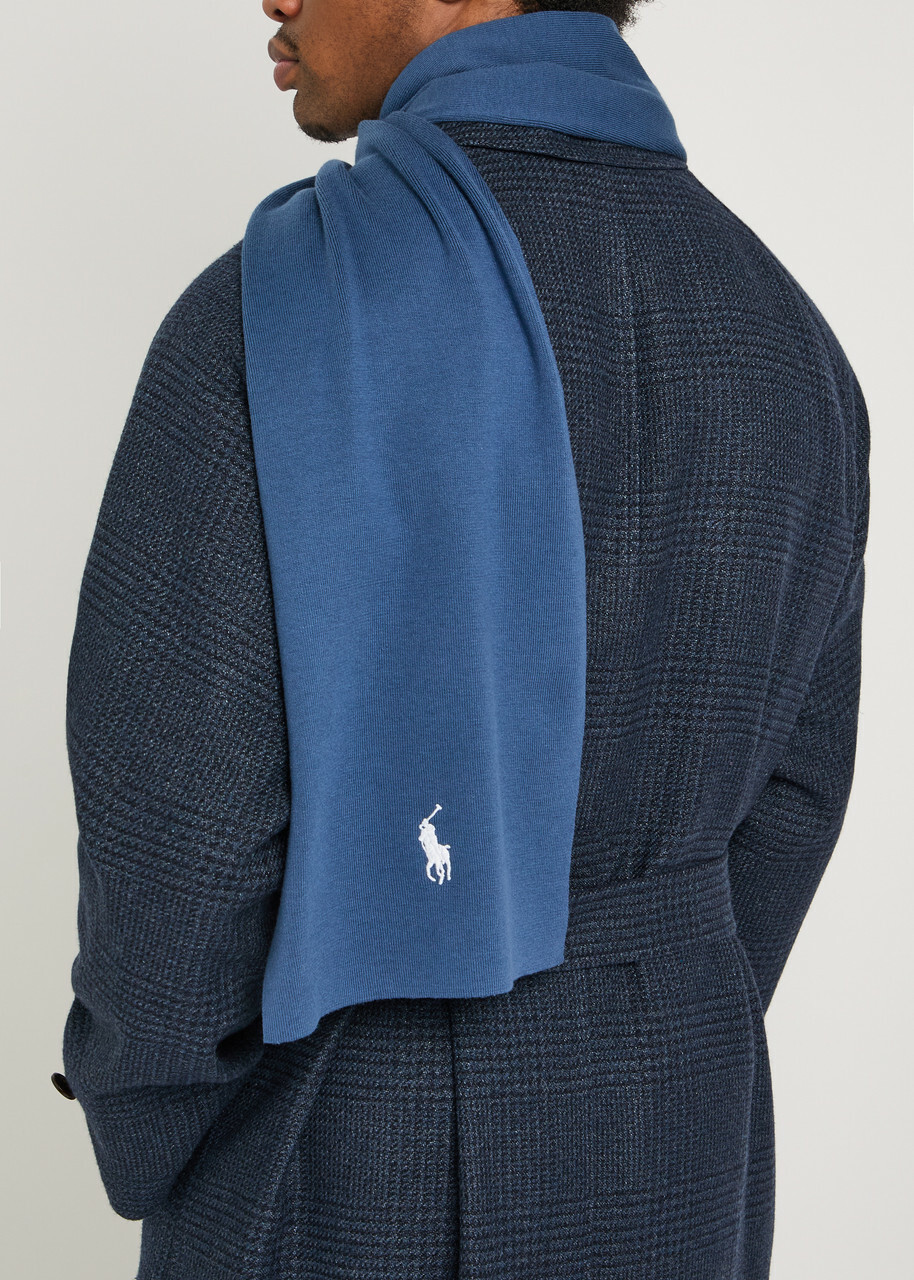 Polo Ralph Lauren Logo-embroidered Cotton Scarf - Blue - One Size