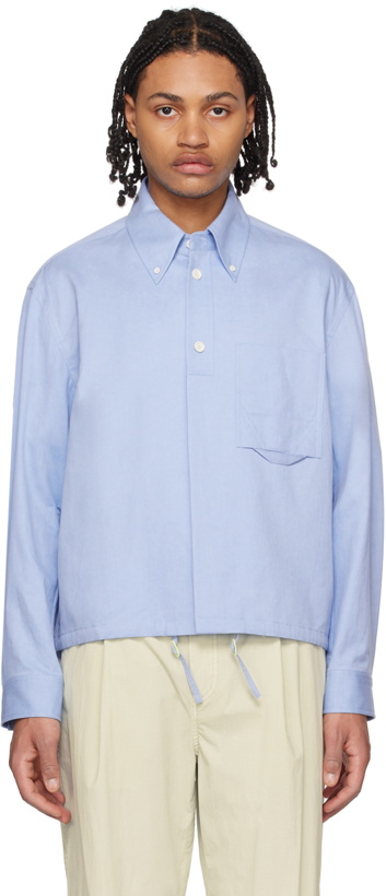 Photo: Solid Homme Blue Half Hidden Button Shirt