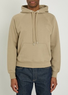 Ami Paris Logo-embroidered Hooded Cotton Sweatshirt Beige