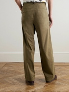 AGOLDE - Slater Straight-Leg Pleated Cotton-Twill Trousers - Green