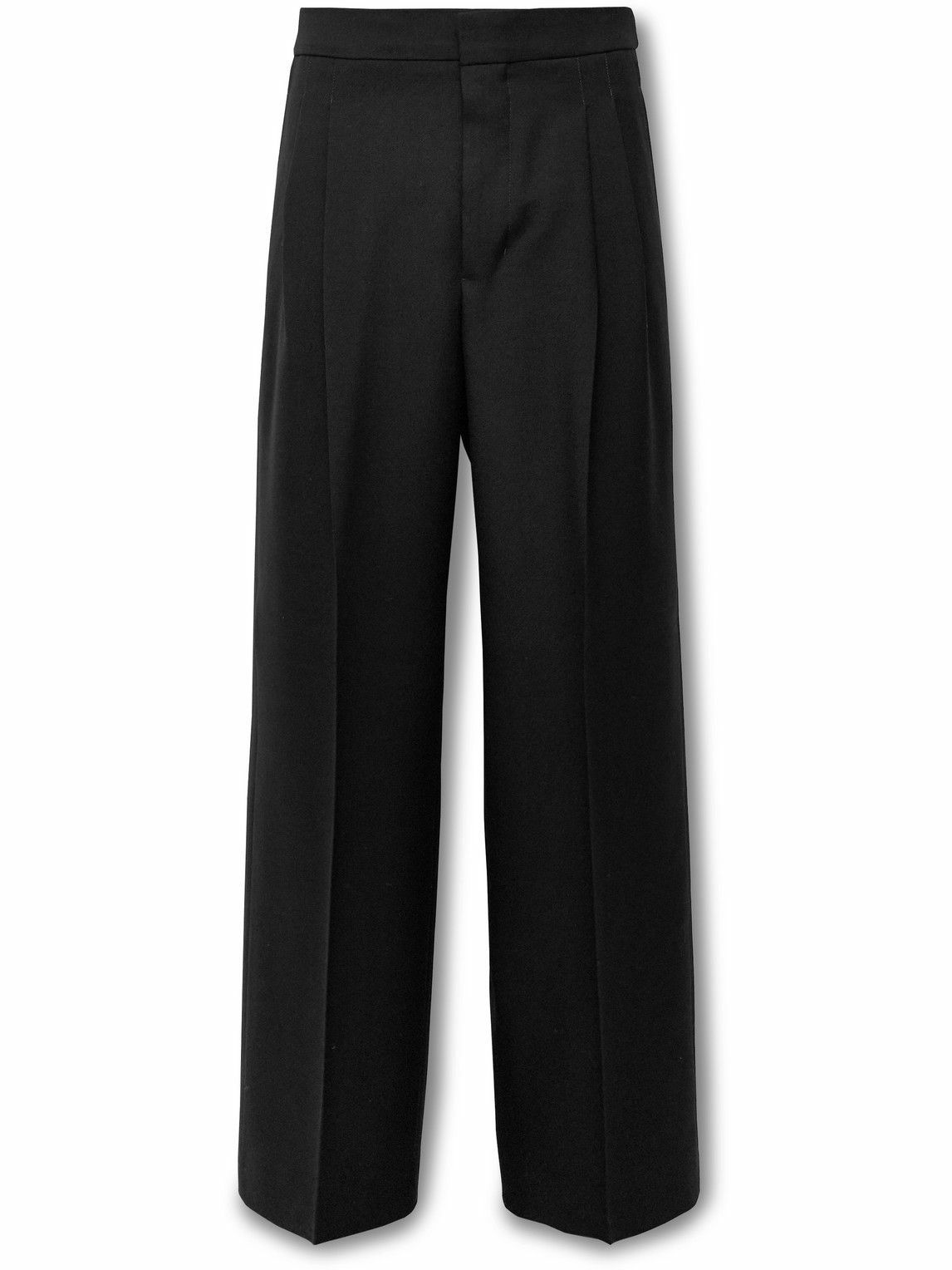 AMI PARIS - Wide-Leg Pleated Virgin Wool-Gabardine Trousers