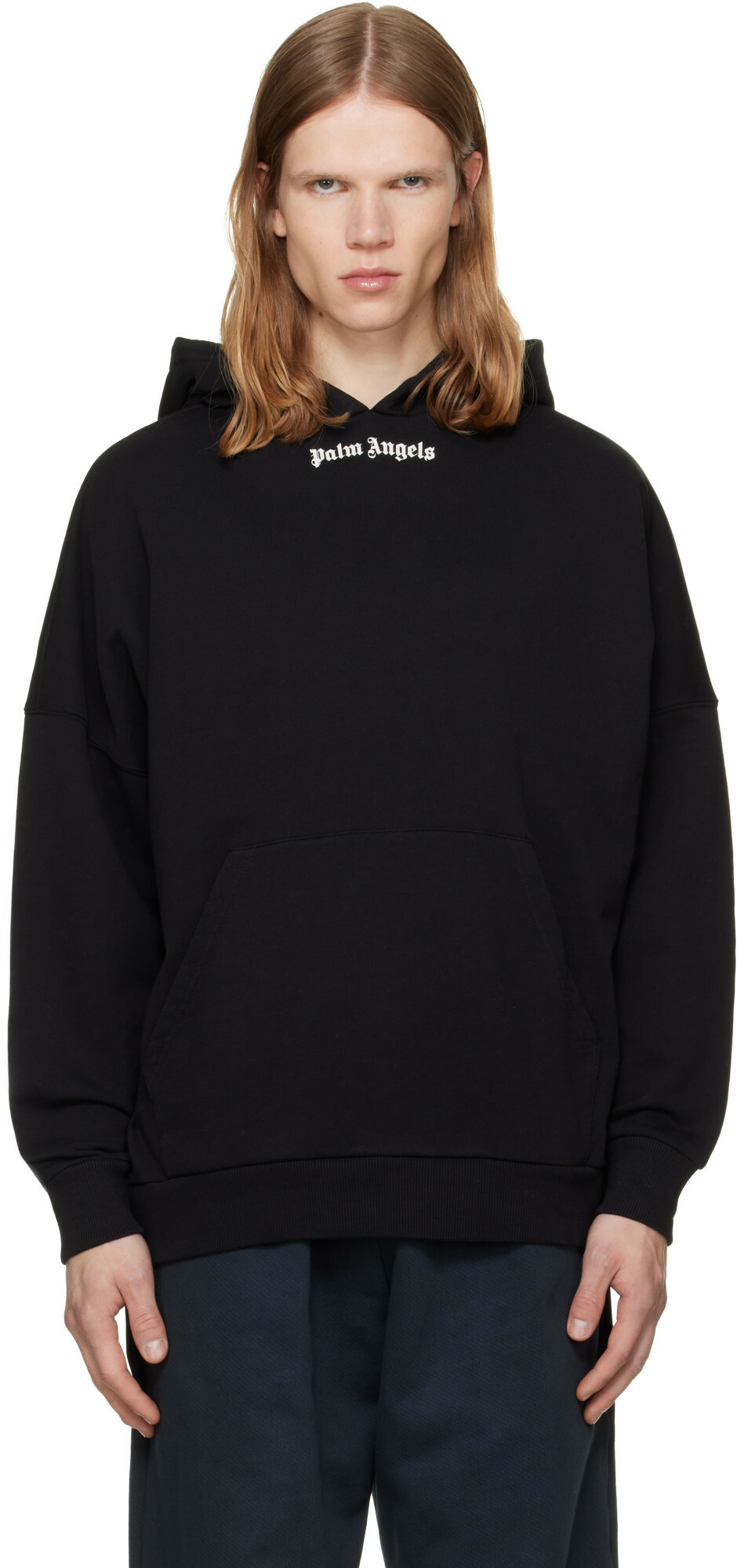 Palm Angels Black Classic Logo Over Hoodie