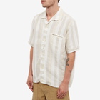 Beams Plus Men's Short Sleeve Italian Collar Shirt in Stripe