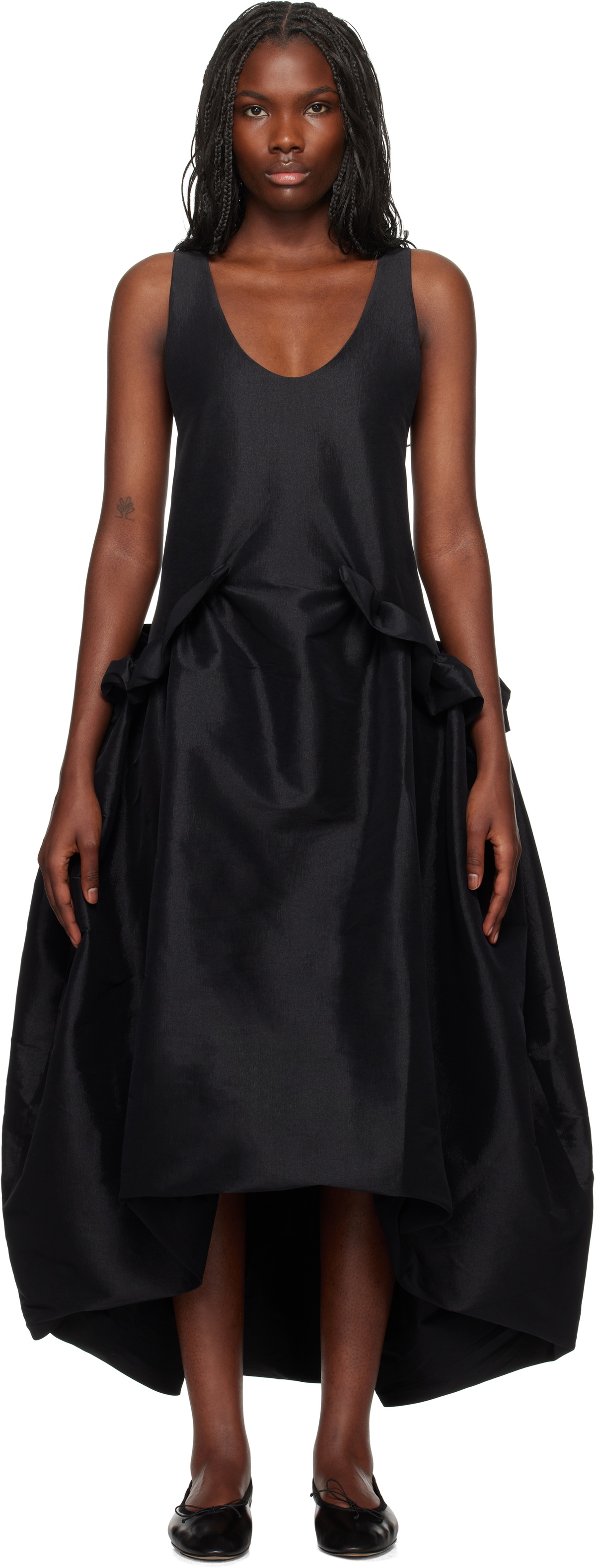 Kika Vargas SSENSE Exclusive Black Ramya Midi Dress