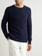 Incotex - Zanone Ribbed Virgin Wool Sweater - Blue