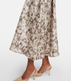 Max Mara Printed tie-neck silk twill midi dress
