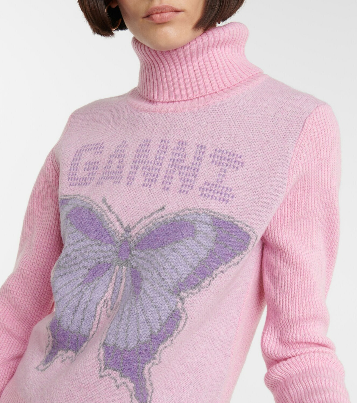 Ganni - Logo turtleneck wool-blend sweater GANNI
