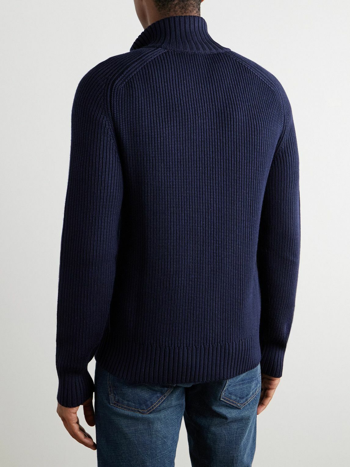 TOM FORD - Slim-Fit Ribbed Silk and Merino Wool-Blend
