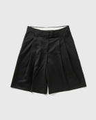 Ganni Calendered Wool Tailoring Wide Shorts Black Womens Casual Short