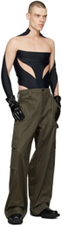 Mugler Black & Beige Paneled Bodysuit