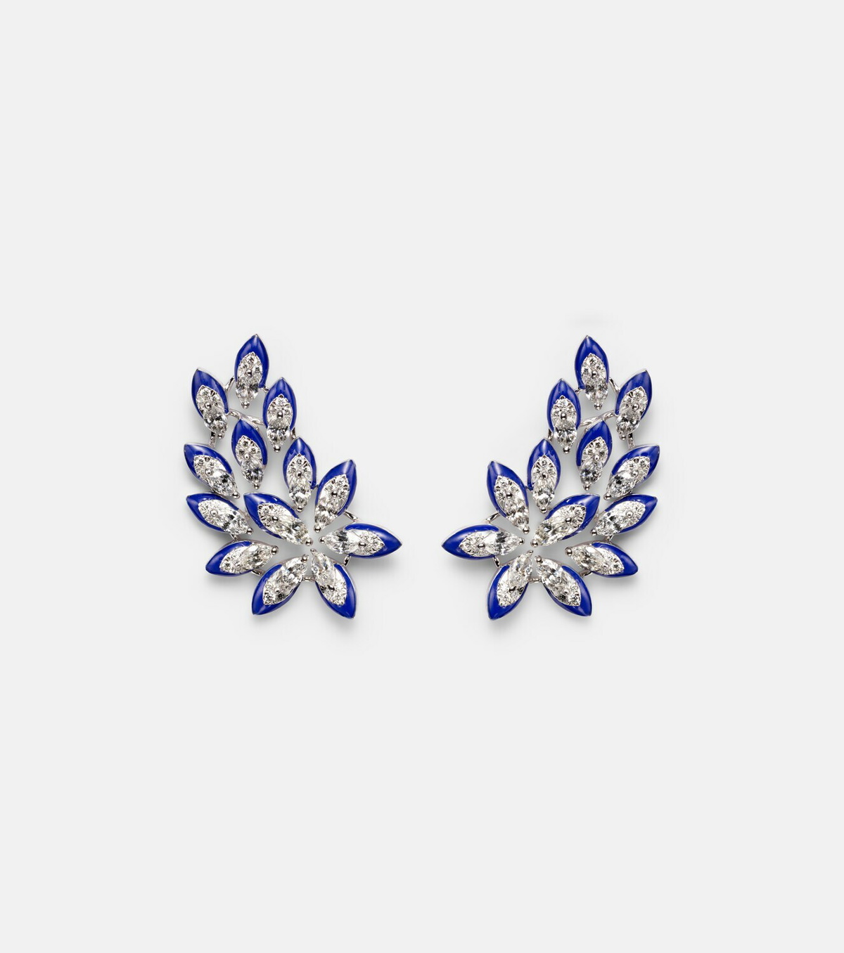 Kamyen Petal 18kt white gold earrings with diamonds