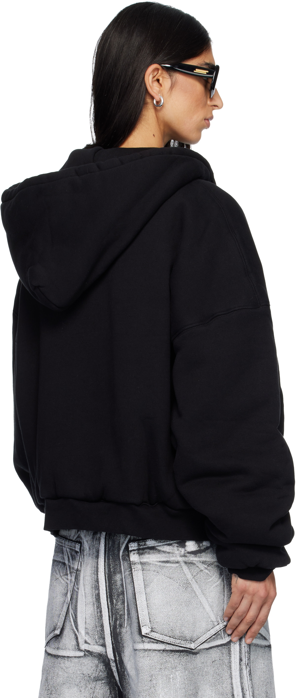 LU'U DAN SSENSE Exclusive Black Wadded Hoodie