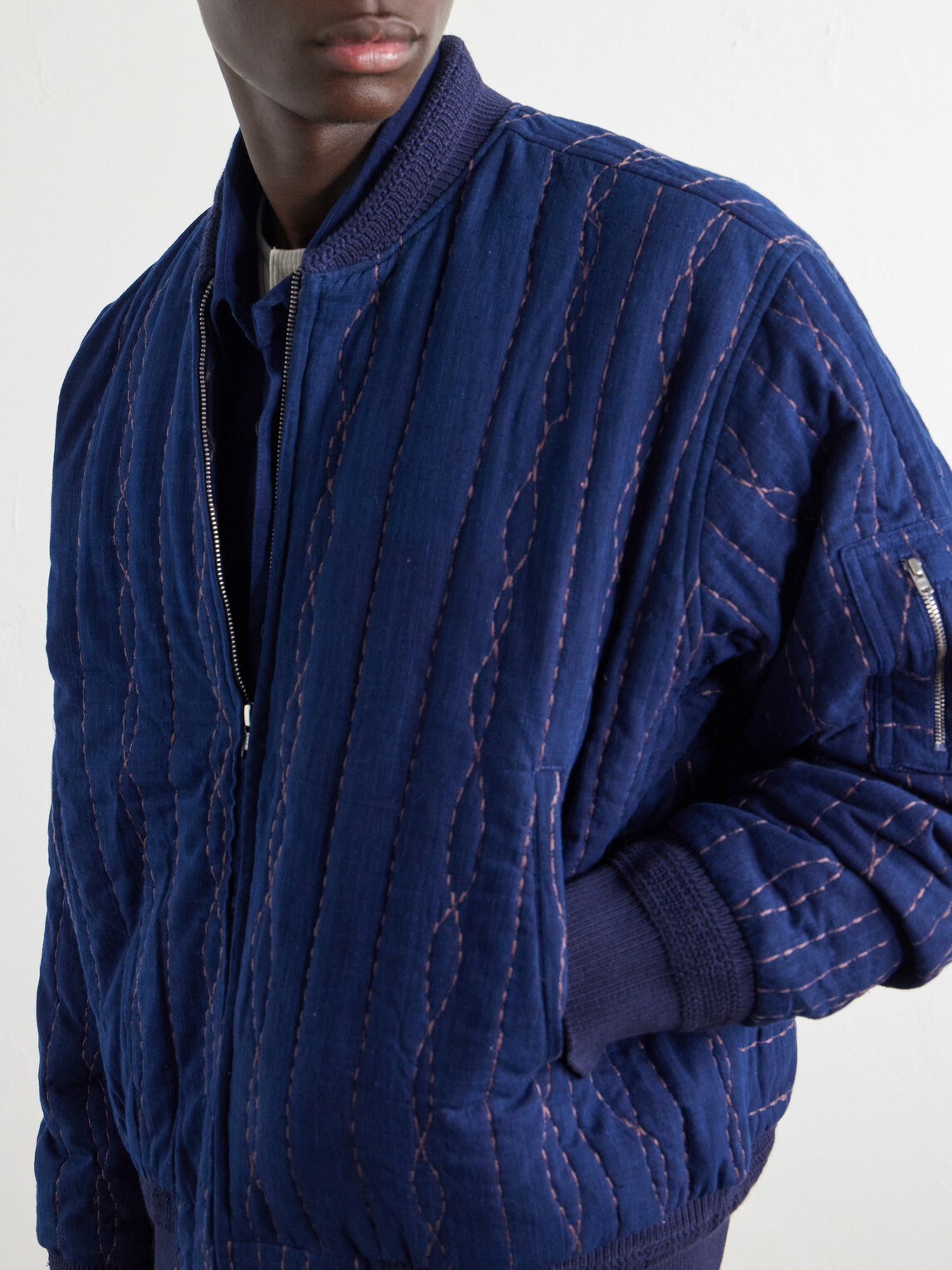 Kardo - Max Embroidered Cotton Bomber Jacket - Blue
