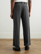 Small Talk - Straight-Leg Pleated Brushed Silk-Twill Trousers - Gray