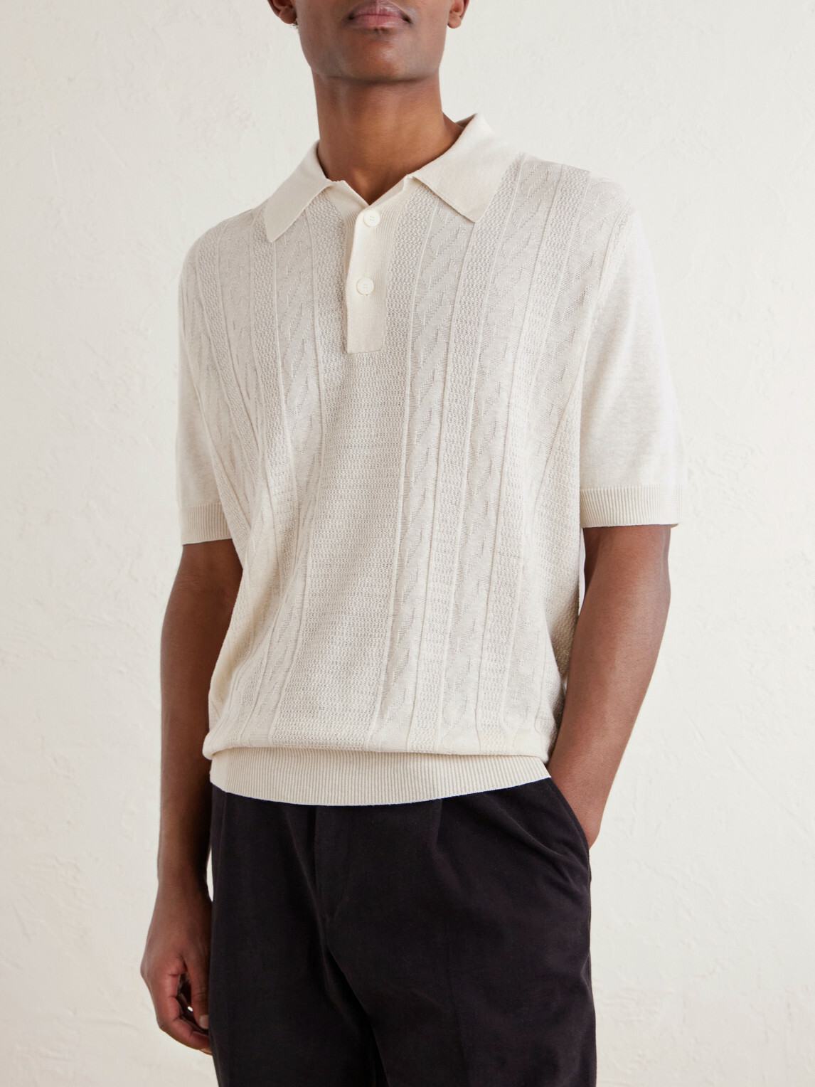 PIACENZA 1733 - Silk and Linen-Blend Polo Shirt - Neutrals