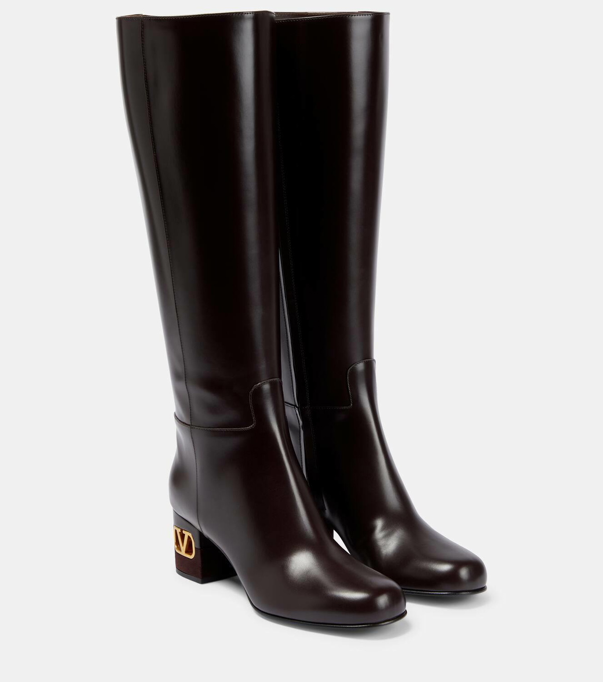VALENTINO 25S GARAVANI PATTIE KNEE-HIGH BOOTS 80 MM IN BLACK CALFSKIN