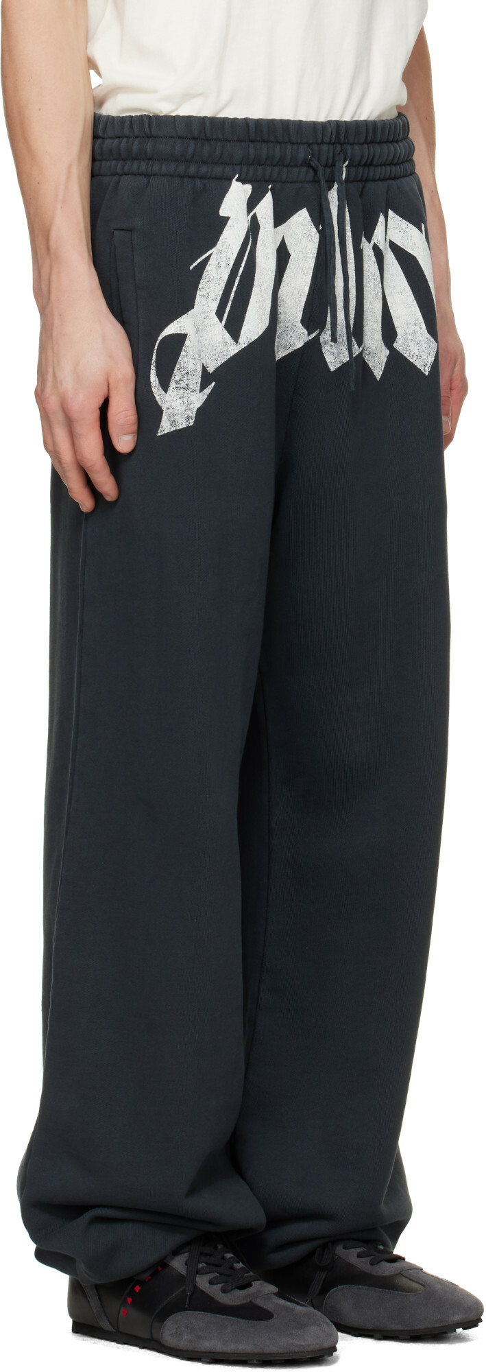 Palm Angels Black Big Waist Logo Sweatpants