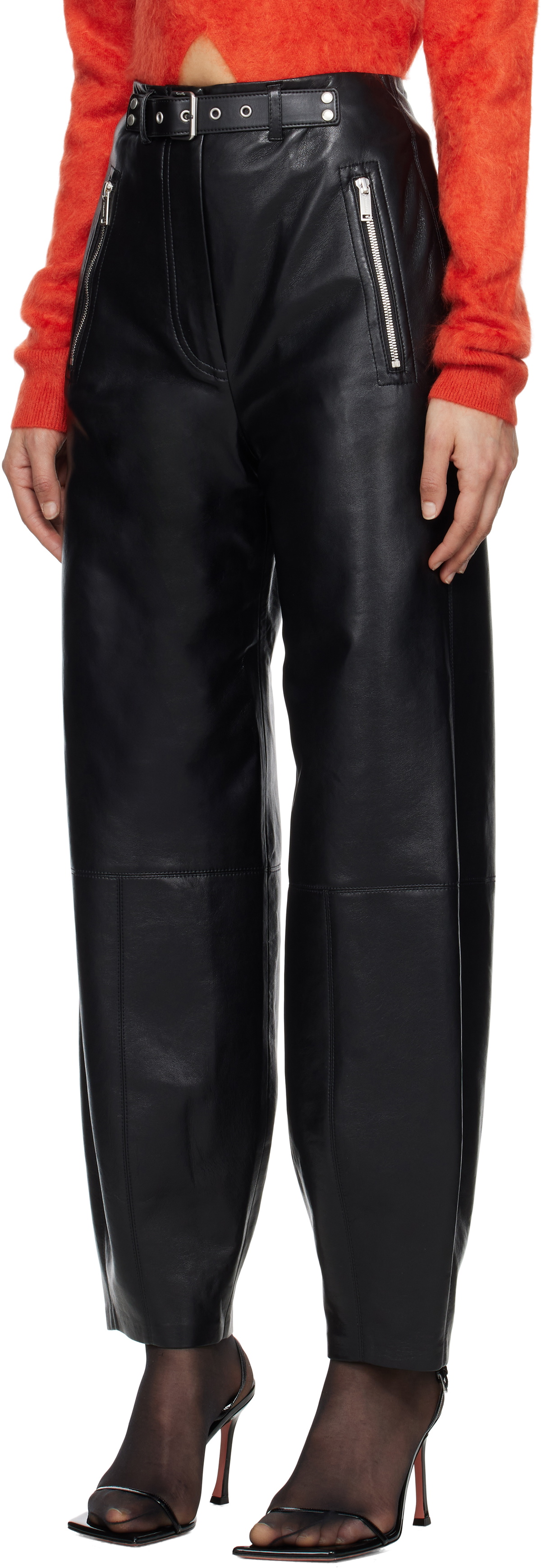 Nanushka Black Jozefa Regenerated Leather Trousers