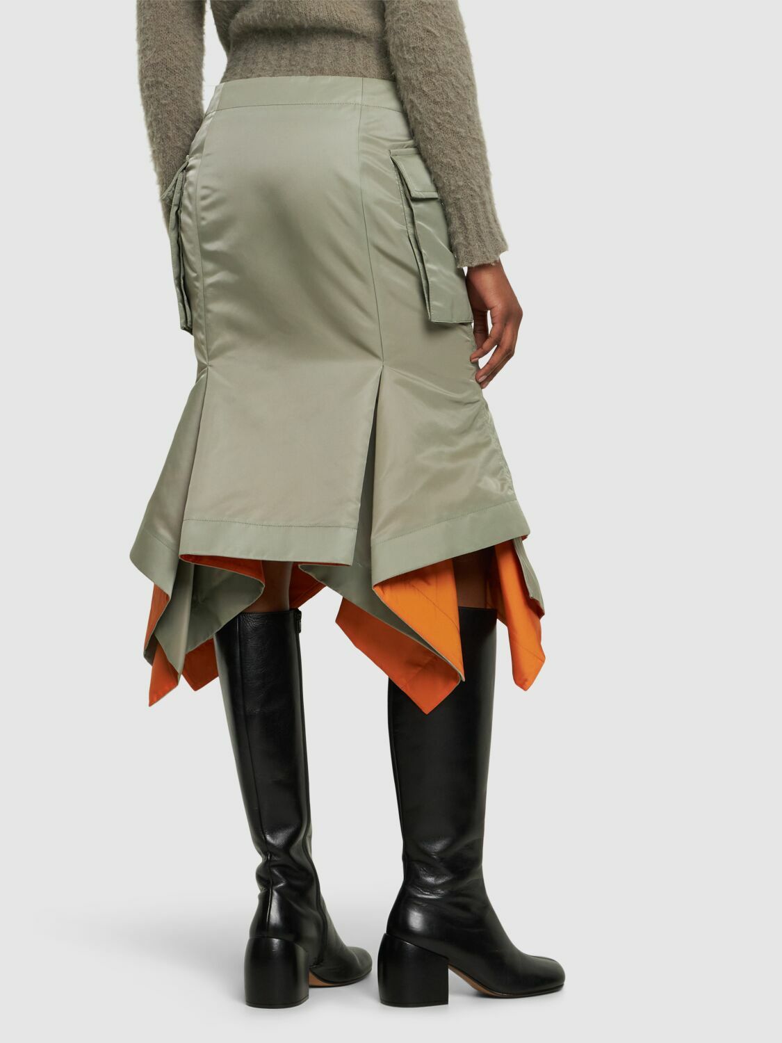 SACAI - Pleated Nylon Twill Cargo Midi Skirt Sacai