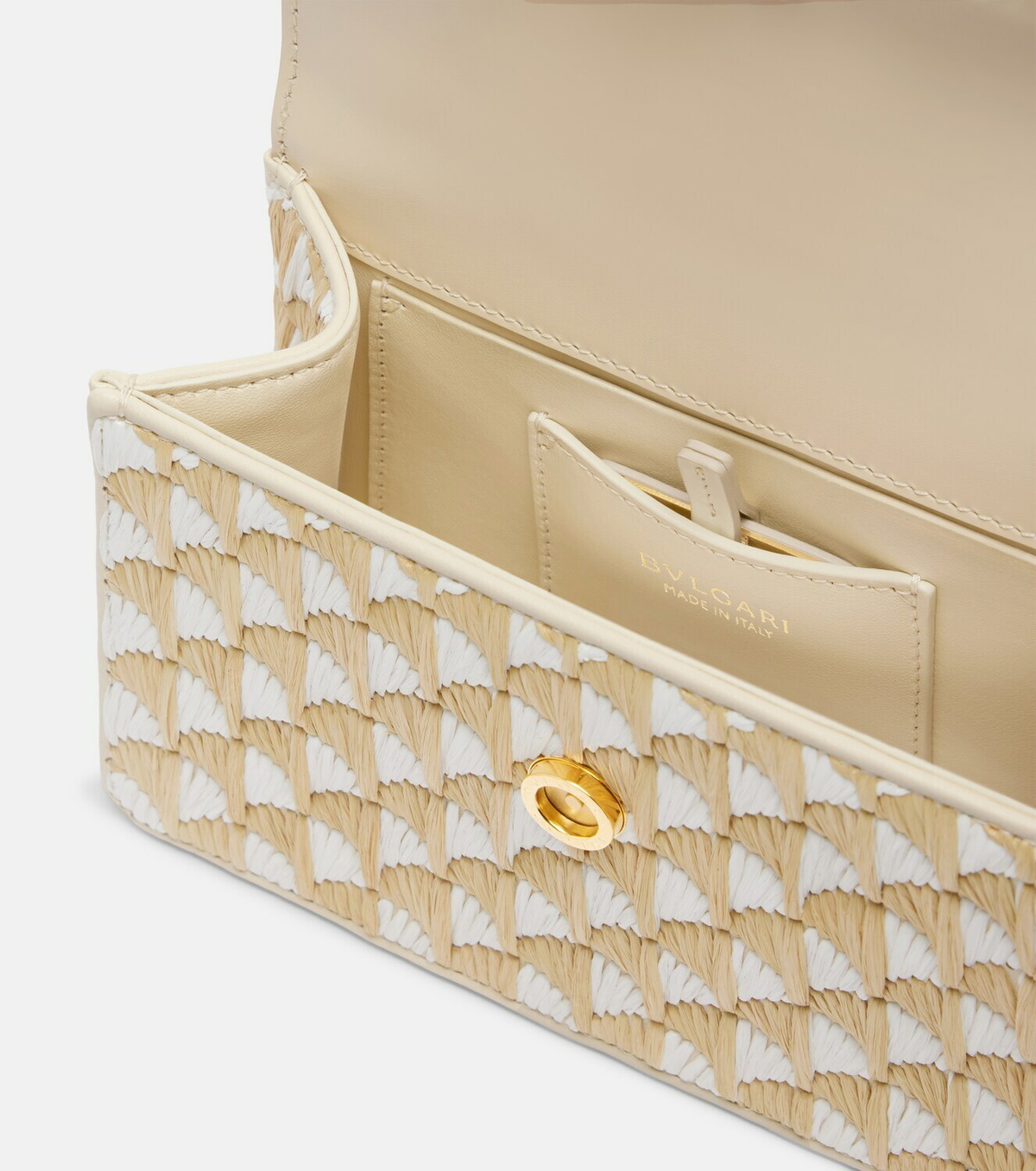 Bvlgari Serpenti Forever Mini raffia top-handle bag