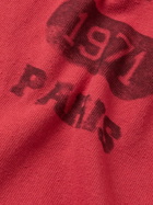 SAINT LAURENT - Logo-Print Organic Cotton-Jersey Hoodie - Red