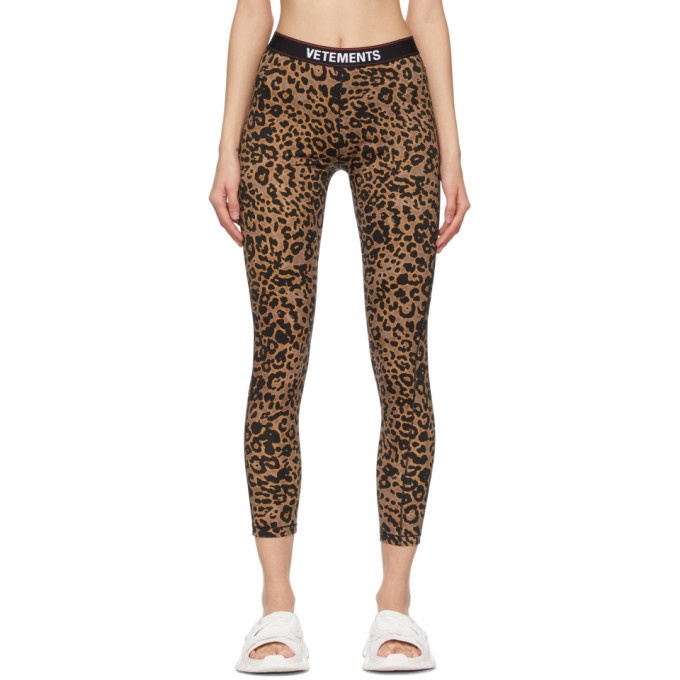 Photo: VETEMENTS Brown Leopard Logo Leggings
