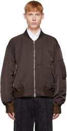 Solid Homme Brown Cropped MA-1 Bomber Jacket