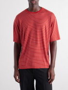 Auralee - Striped Wool-Jersey T-Shirt - Red