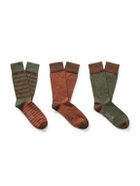 Kingsman - Corgi Three-Pack Jacquard-Knit Cashmere Socks - Brown