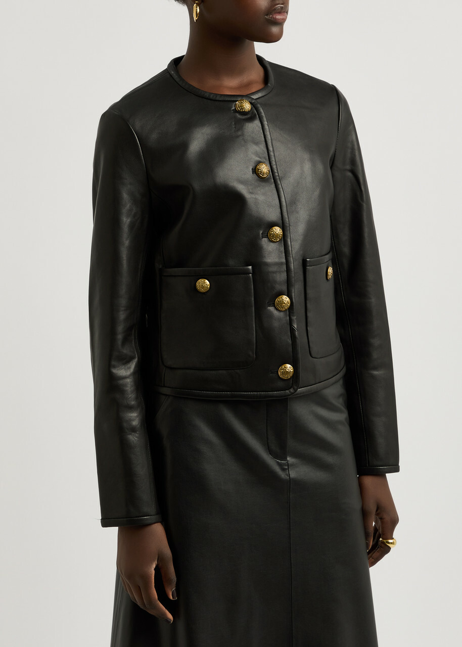 Veronica Beard Andrea Leather Jacket Black