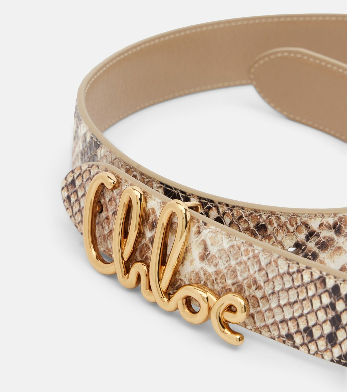 Chloé Chloé Iconic snake-effect leather belt