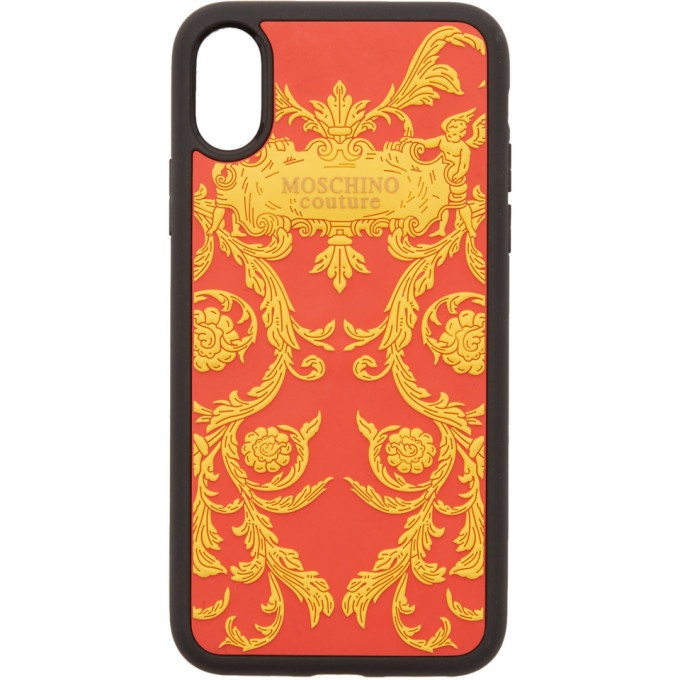 Photo: Moschino Red Logo Print iPhone XS/X Case