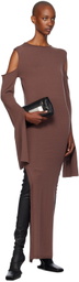 Rick Owens Brown Porterville Cape Sleeve Maxi Dress