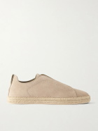Zegna - Triple Stitch™ Leather-Trimmed Suede Slip-On Sneakers - Neutrals