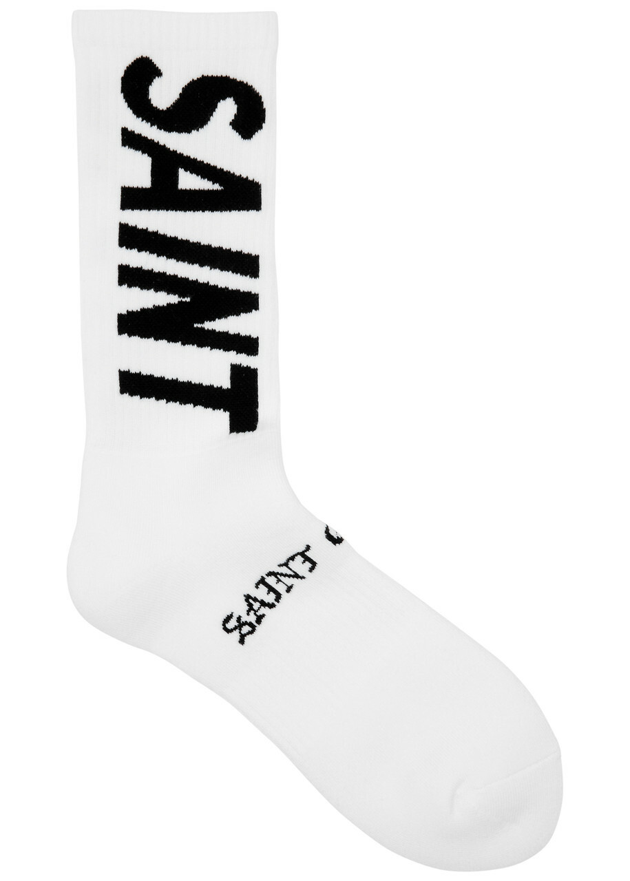 Saint Mxxxxxx X A Bathing Ape Logo Cotton-blend Socks