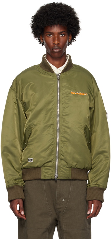 Photo: Kijun Khaki Embroidered Logo MA-1 Bomber Jacket
