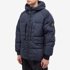 Stone Island Men's Crinkle Reps Hooded Down Jacket in Navy Blue