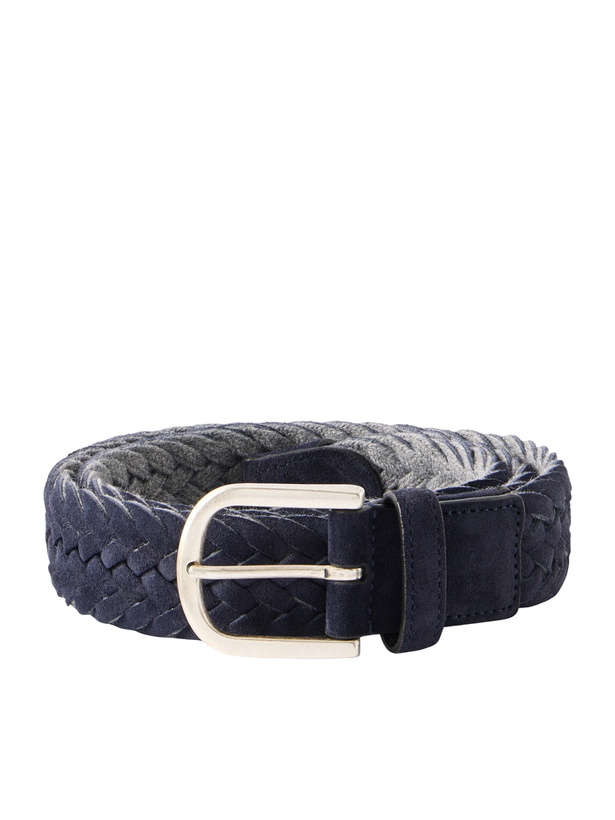 Photo: Canali - 3cm Woven Suede and Wool Belt - Blue