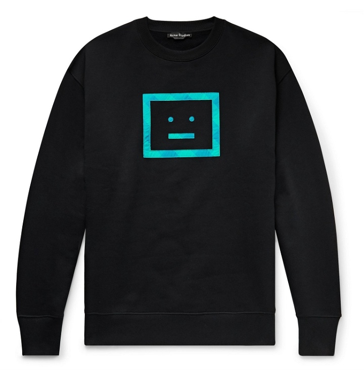 Photo: Acne Studios - Forba Logo-Appliquéd Fleece-Back Cotton-Jersey Sweatshirt - Black