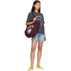 ANINE BING Burgundy Leo Canvas Collegiate Tote