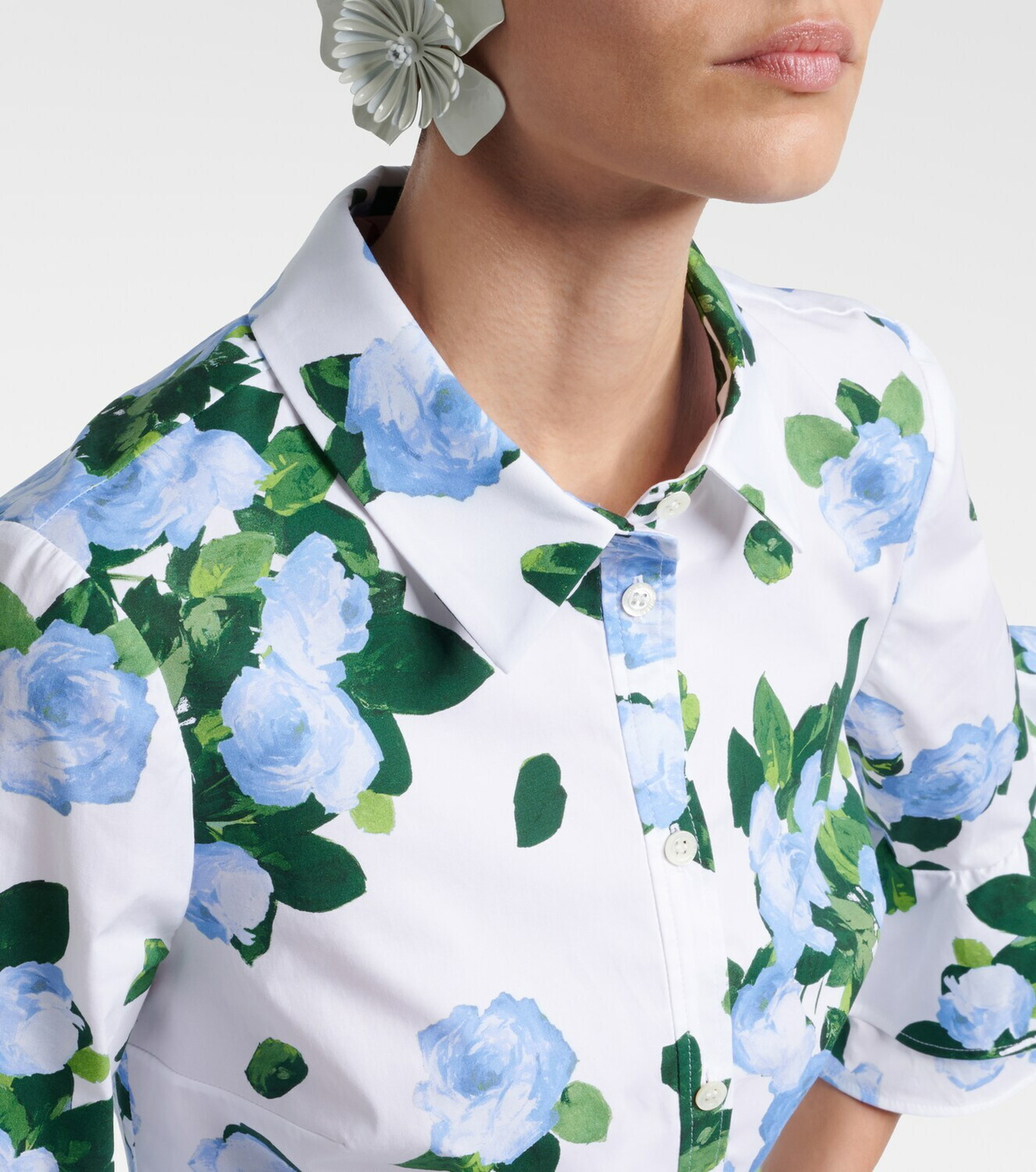 Carolina Herrera Floral ruffled cotton-blend shirt