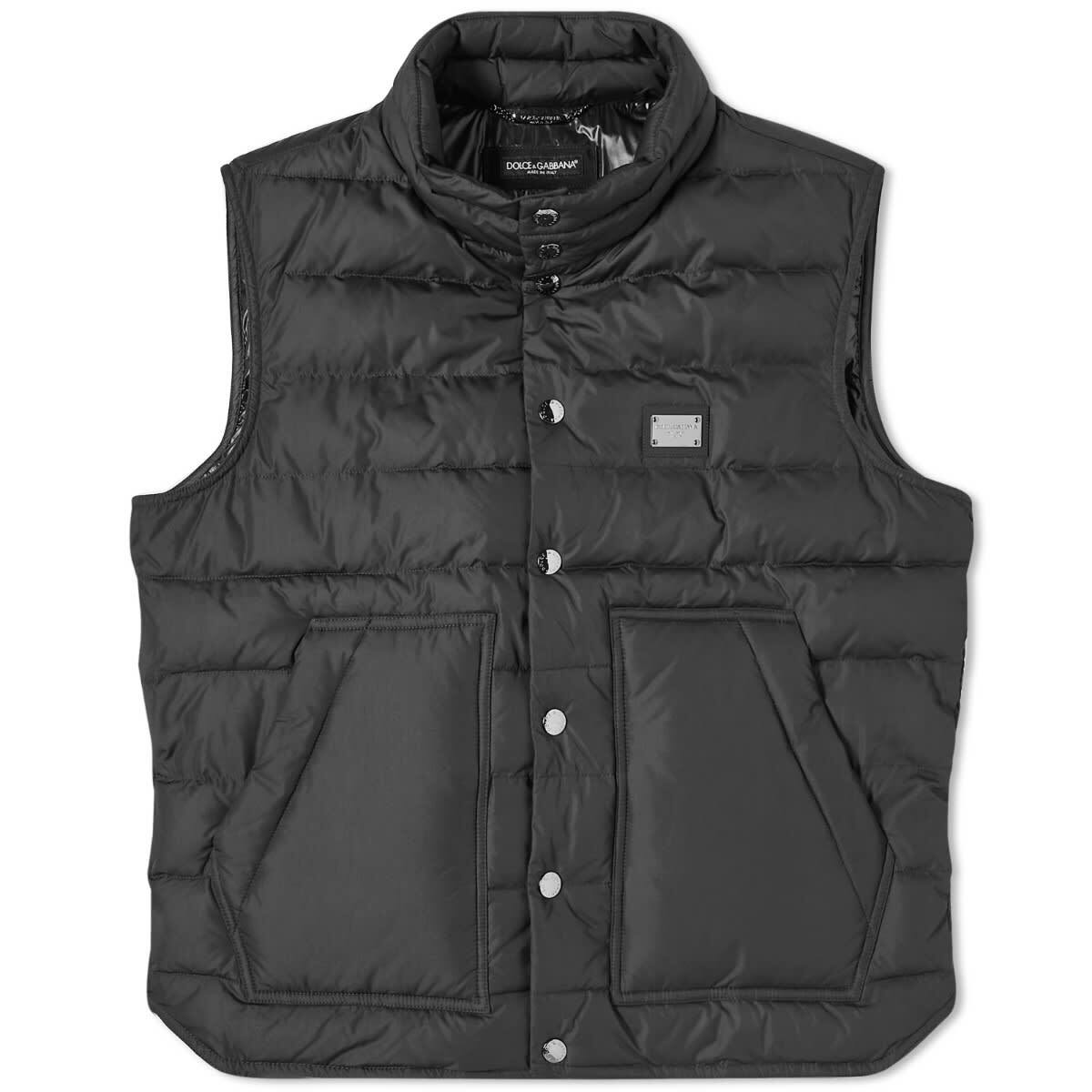 Dolce & Gabbana Men's Plate Padded Vest in Black
