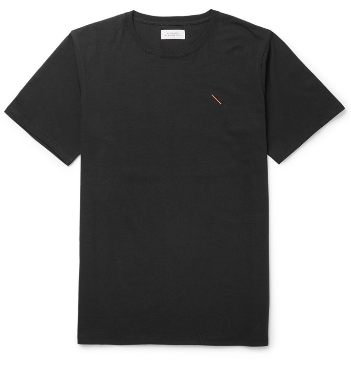 Photo: Saturdays NYC - Embroidered Cotton-Jersey T-Shirt - Men - Black