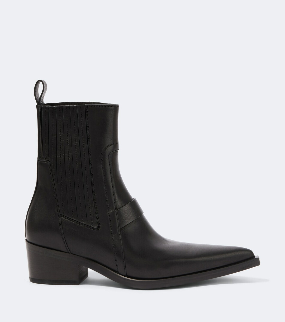Rick Owens Pointed Silver leather ankle boots