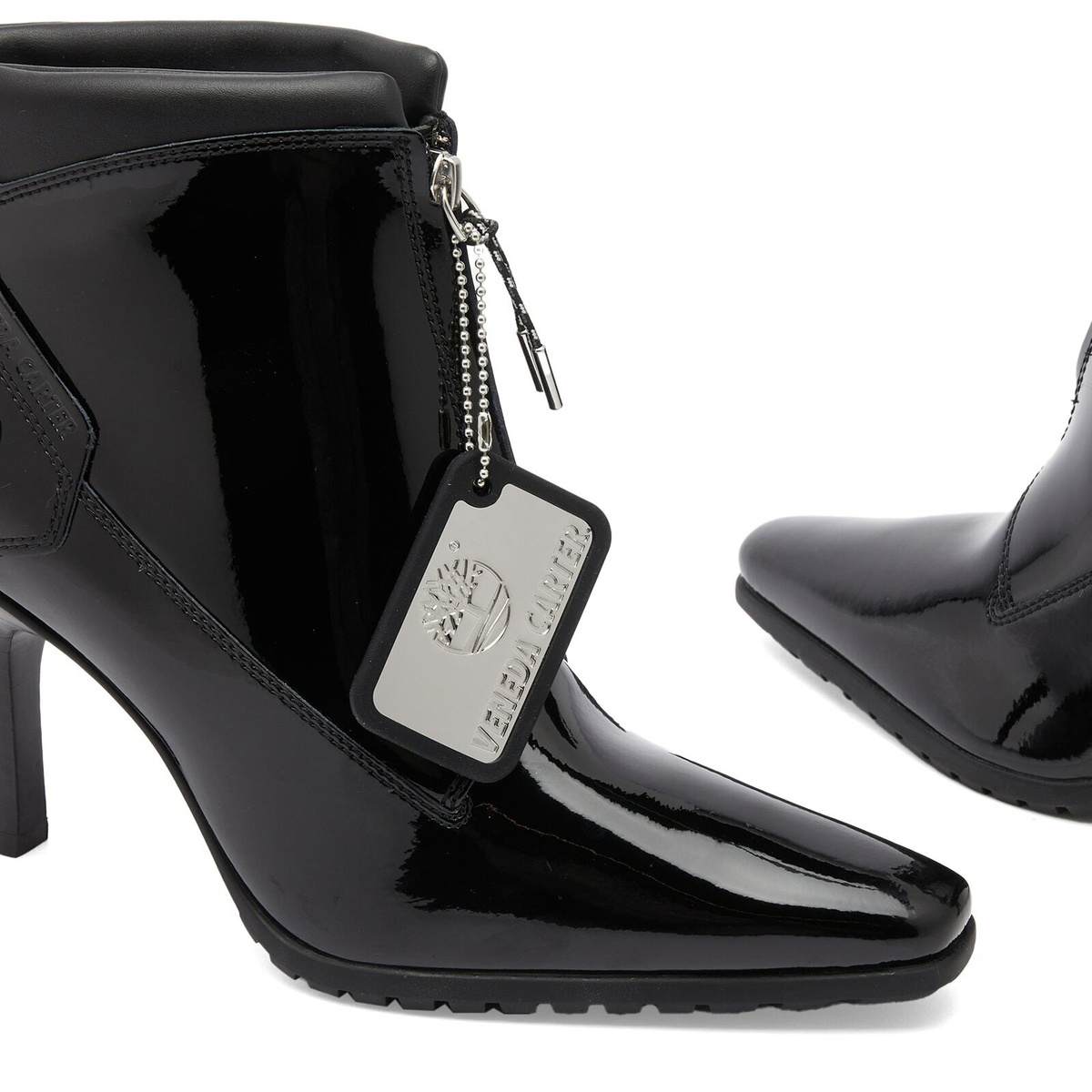 Timberland Women's x Veneda Carter Front Zip Heel Boot in Black Patent