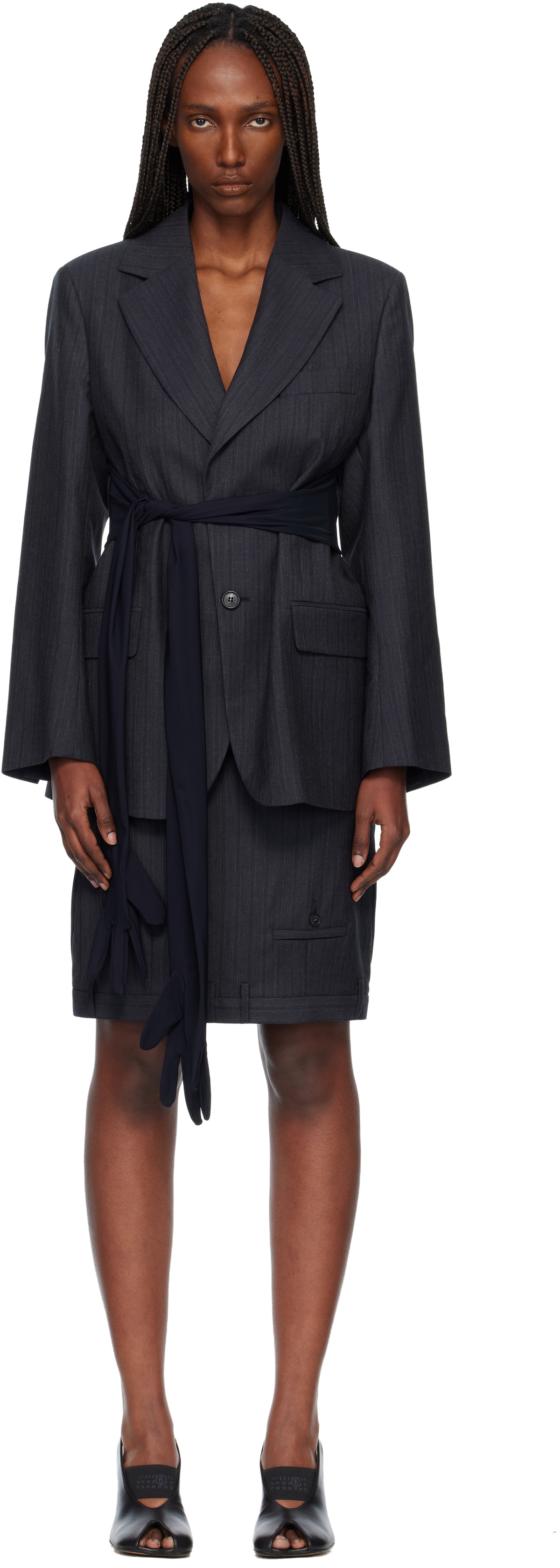 MM6 Maison Margiela Black Wool-Blend Gloves Blazer