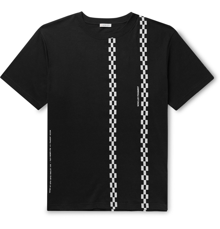 Photo: Moncler Genius - 7 Moncler Fragment Flocked Logo-Print Cotton-Jersey T-Shirt - Black