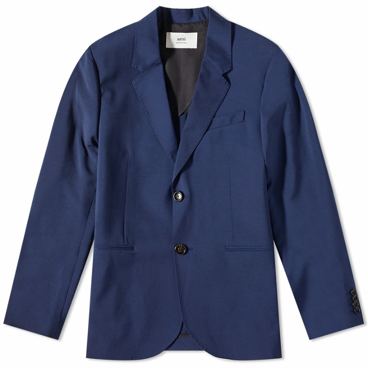 Photo: AMI Men's 2 Button Suit Jacket in Nautic Blue